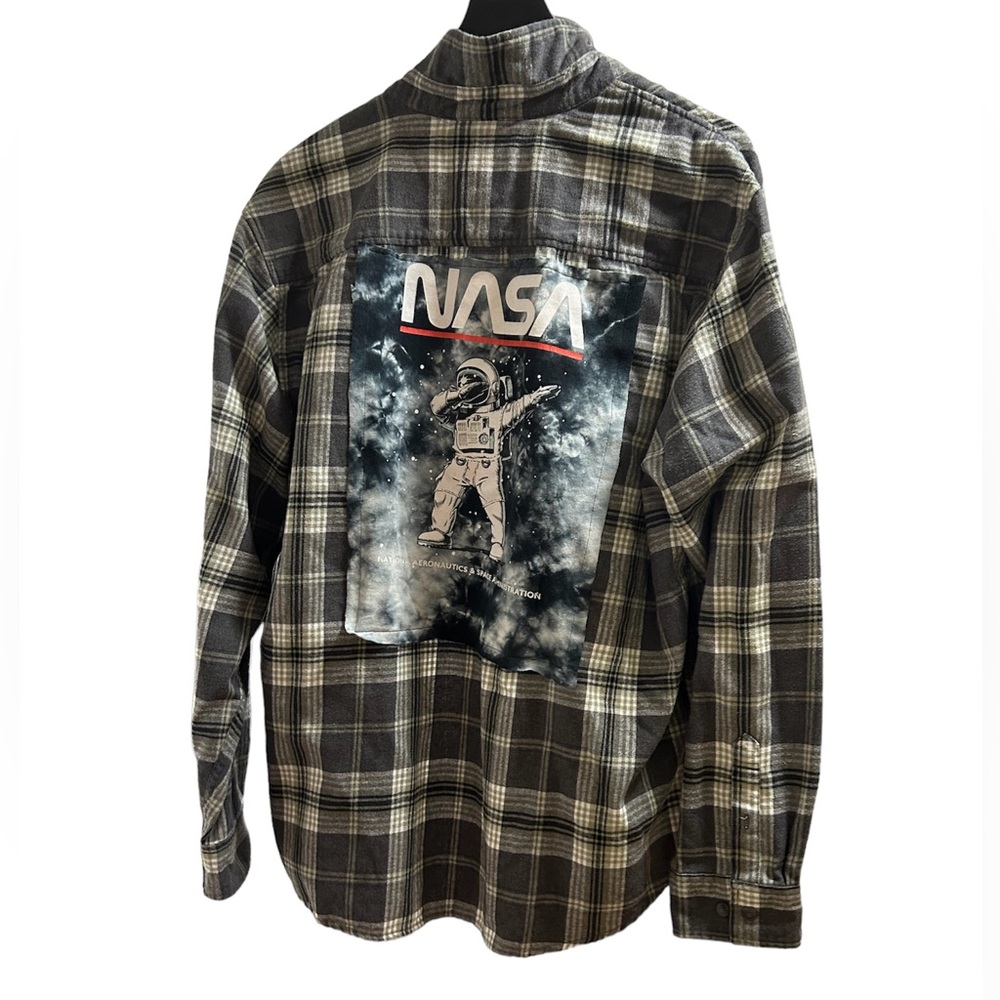 NASA custom original upcycled flannel creation by Rachelle